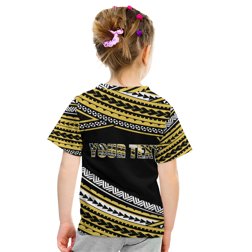 (Custom Personalised) Happy Fathers Day Polynesian Kid T Shirt I Love You Dad Gold LT6 - Wonder Print Shop