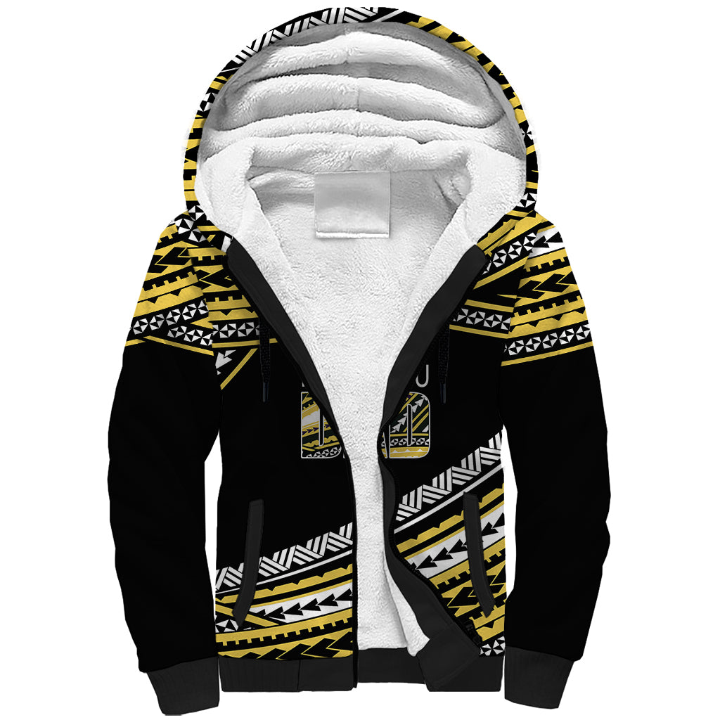 (Custom Personalised) Happy Fathers Day Polynesian Sherpa Hoodie I Love You Dad Gold LT6 - Wonder Print Shop