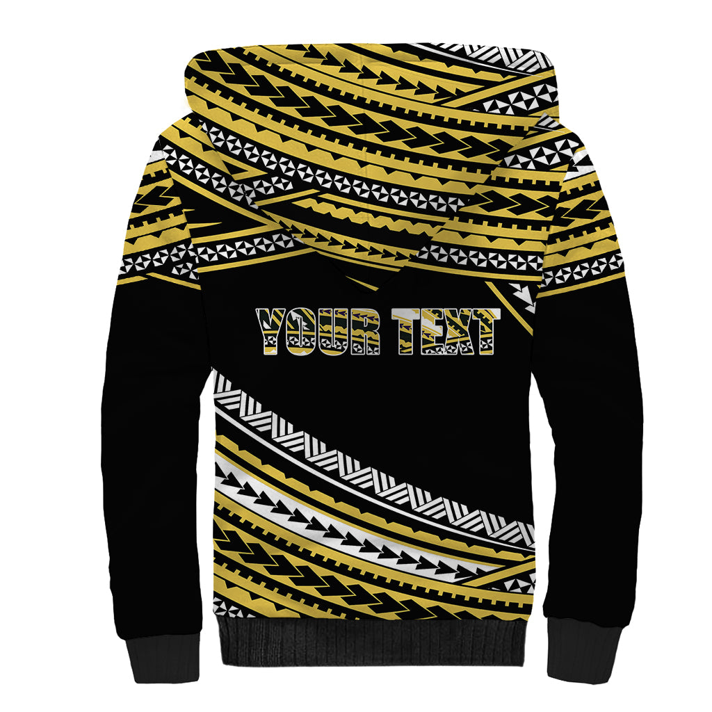 (Custom Personalised) Happy Fathers Day Polynesian Sherpa Hoodie I Love You Dad Gold LT6 - Wonder Print Shop