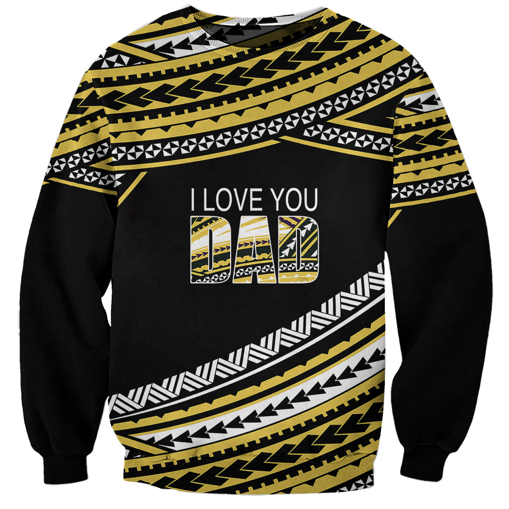 (Custom Personalised) Happy Fathers Day Polynesian Sweatshirt I Love You Dad Gold LT6 - Wonder Print Shop