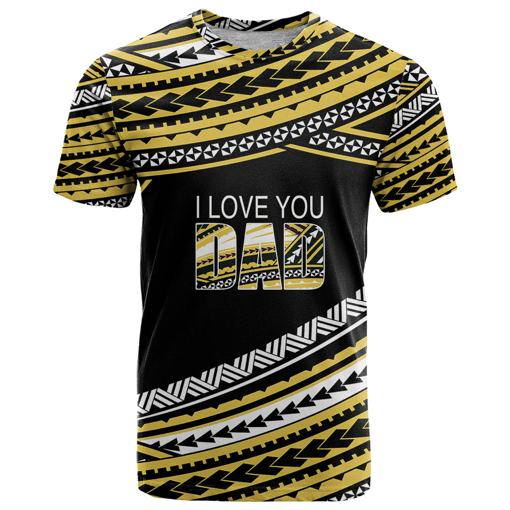 (Custom Personalised) Happy Fathers Day Polynesian T Shirt I Love You Dad Gold LT6 - Wonder Print Shop