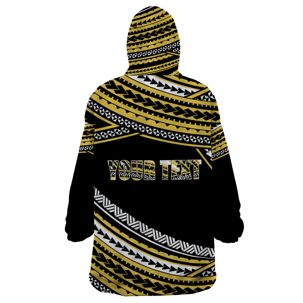 (Custom Personalised) Happy Fathers Day Polynesian Wearable Blanket Hoodie I Love You Dad Gold LT6 - Wonder Print Shop