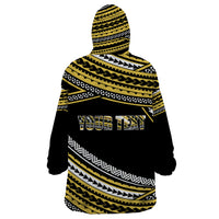 (Custom Personalised) Happy Fathers Day Polynesian Wearable Blanket Hoodie I Love You Dad Gold LT6 - Wonder Print Shop