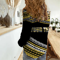 (Custom Personalised) Happy Fathers Day Polynesian Women Casual Shirt I Love You Dad Gold LT6 - Wonder Print Shop