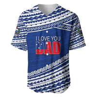 (Custom Personalised) Happy Fathers Day Samoa Baseball Jersey I Love You Dad Blue LT6 - Wonder Print Shop