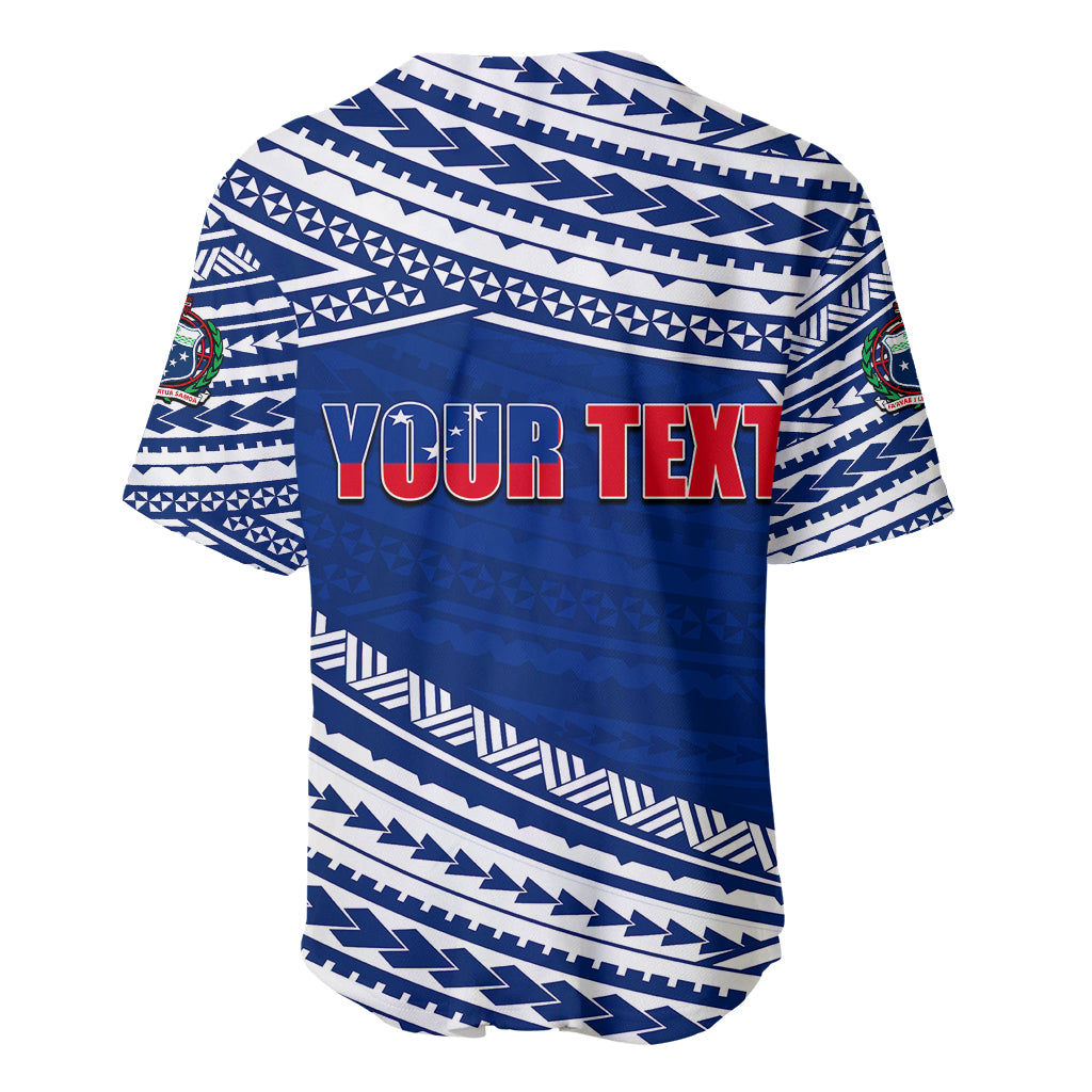(Custom Personalised) Happy Fathers Day Samoa Baseball Jersey I Love You Dad Blue LT6 - Wonder Print Shop