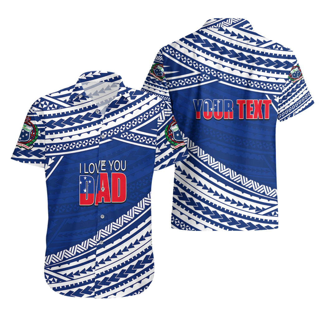 (Custom Personalised) Happy Fathers Day Samoa Hawaiian Shirt I Love You Dad Blue LT6 - Wonder Print Shop