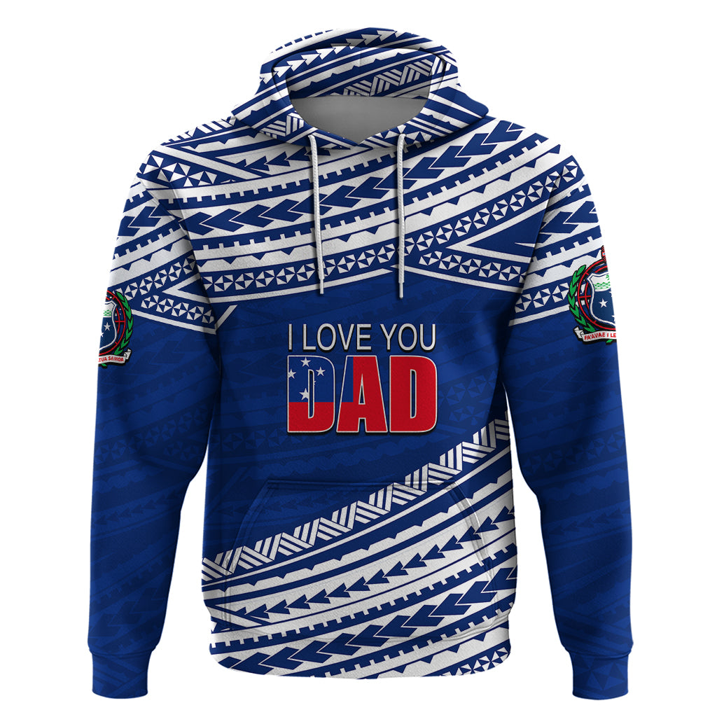 Personalized Happy Fathers Day Samoa Hoodie I Love You Dad Blue LT6 - Wonder Print Shop