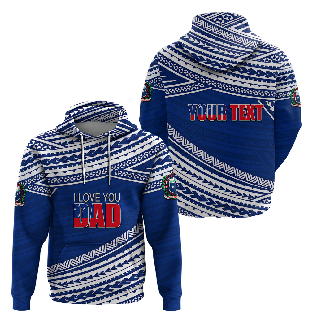 Personalized Happy Fathers Day Samoa Hoodie I Love You Dad Blue LT6 - Wonder Print Shop