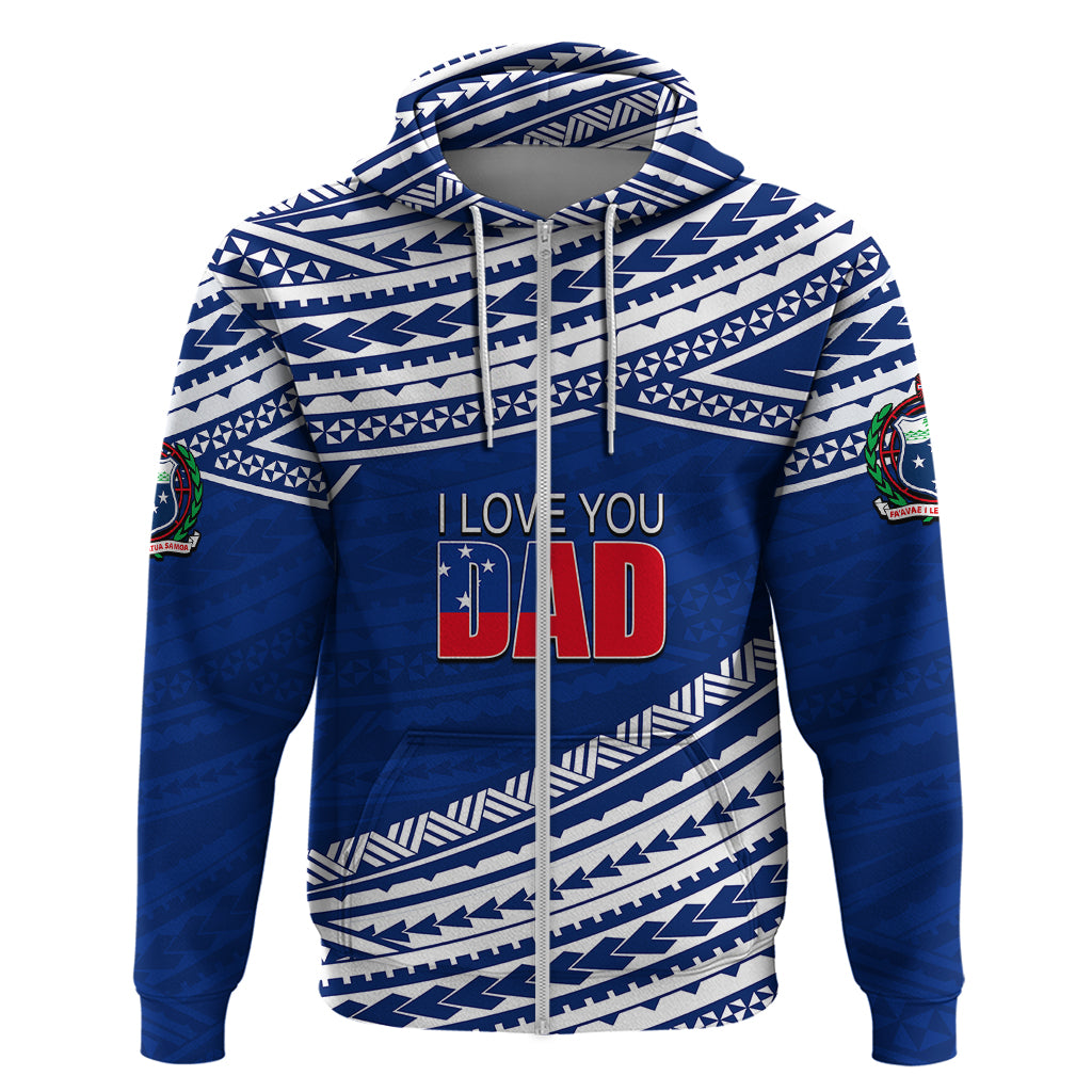 Personalized Happy Fathers Day Samoa Hoodie I Love You Dad Blue LT6 - Wonder Print Shop