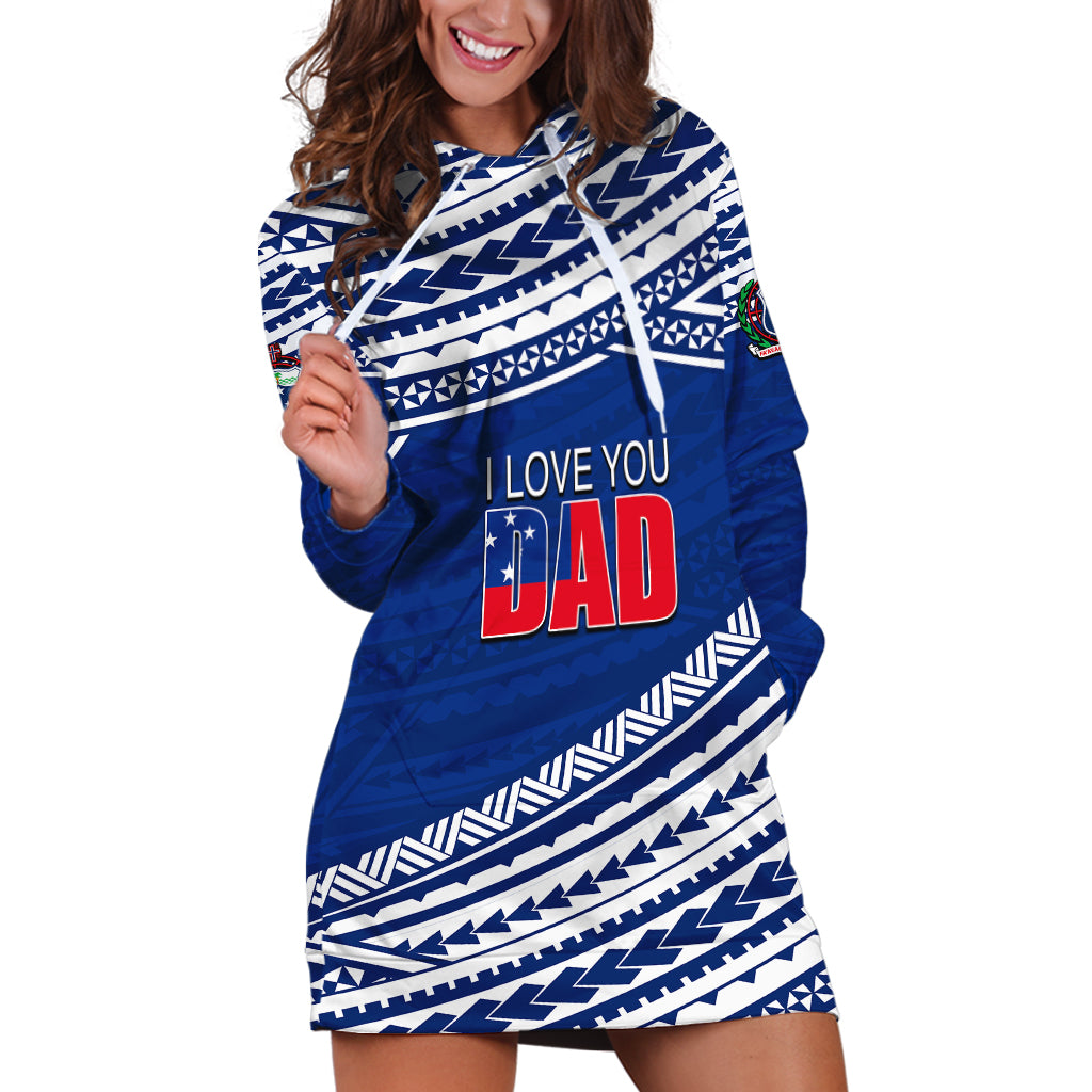 (Custom Personalised) Happy Fathers Day Samoa Hoodie Dress I Love You Dad Blue LT6 - Wonder Print Shop