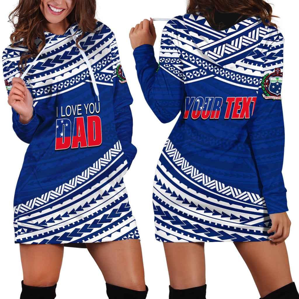 (Custom Personalised) Happy Fathers Day Samoa Hoodie Dress I Love You Dad Blue LT6 - Wonder Print Shop