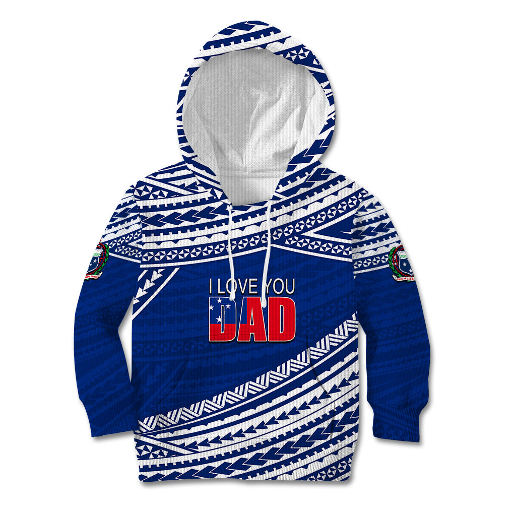 (Custom Personalised) Happy Fathers Day Samoa Kid Hoodie I Love You Dad Blue LT6 - Wonder Print Shop