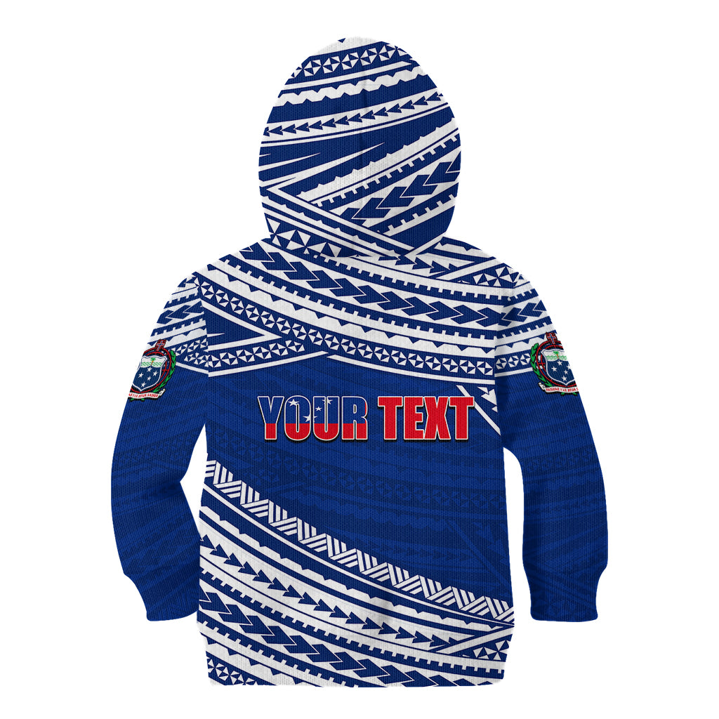 (Custom Personalised) Happy Fathers Day Samoa Kid Hoodie I Love You Dad Blue LT6 - Wonder Print Shop