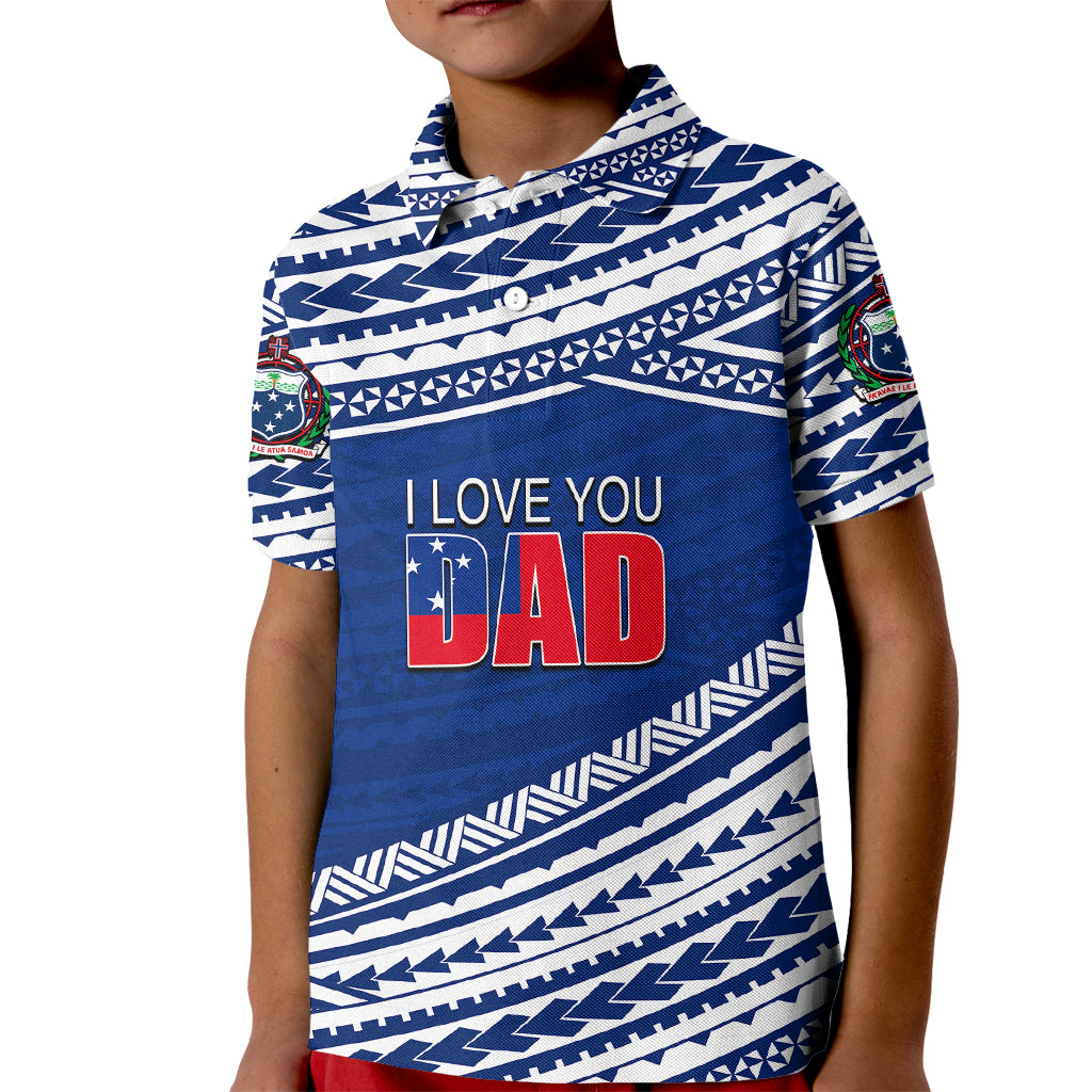 Custom Happy Fathers Day Samoa Polo Shirt for Kid I Love You Dad Blue LT6 - Wonder Print Shop