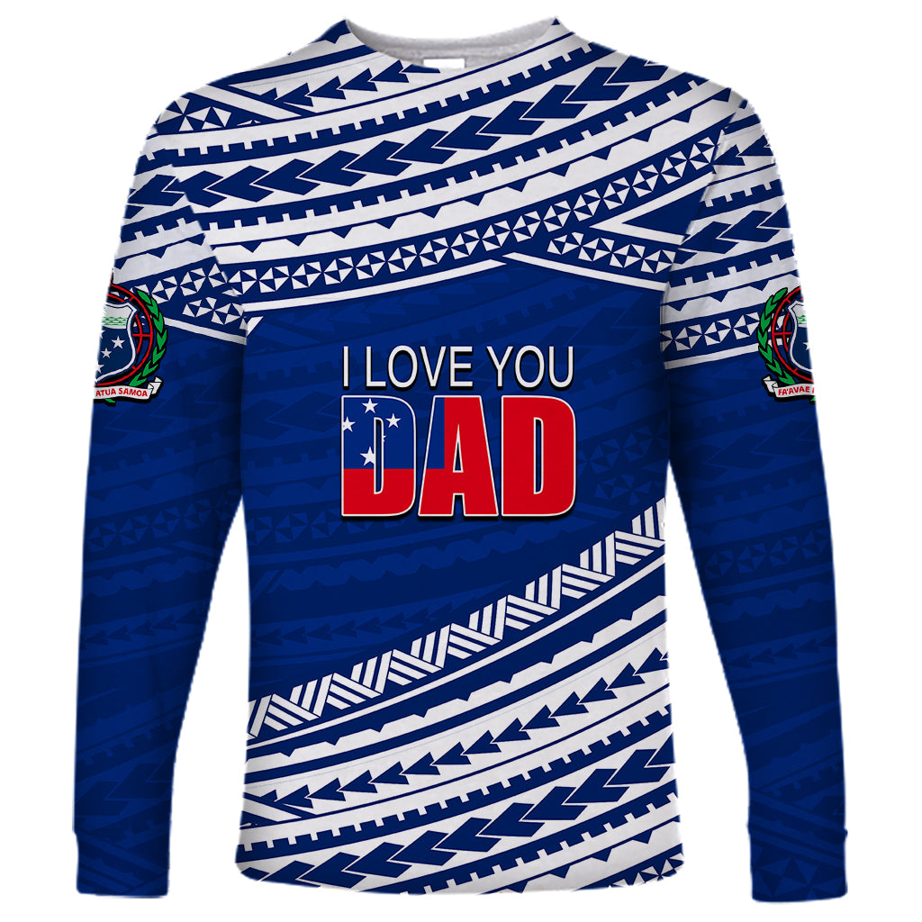 (Custom Personalised) Happy Fathers Day Samoa Long Sleeve Shirt I Love You Dad Blue LT6 - Wonder Print Shop