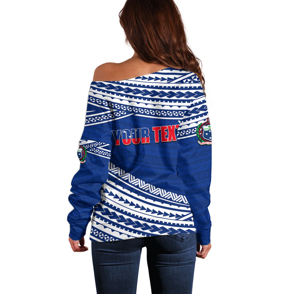 (Custom Personalised) Happy Fathers Day Samoa Off Shoulder Sweater I Love You Dad Blue LT6 - Wonder Print Shop