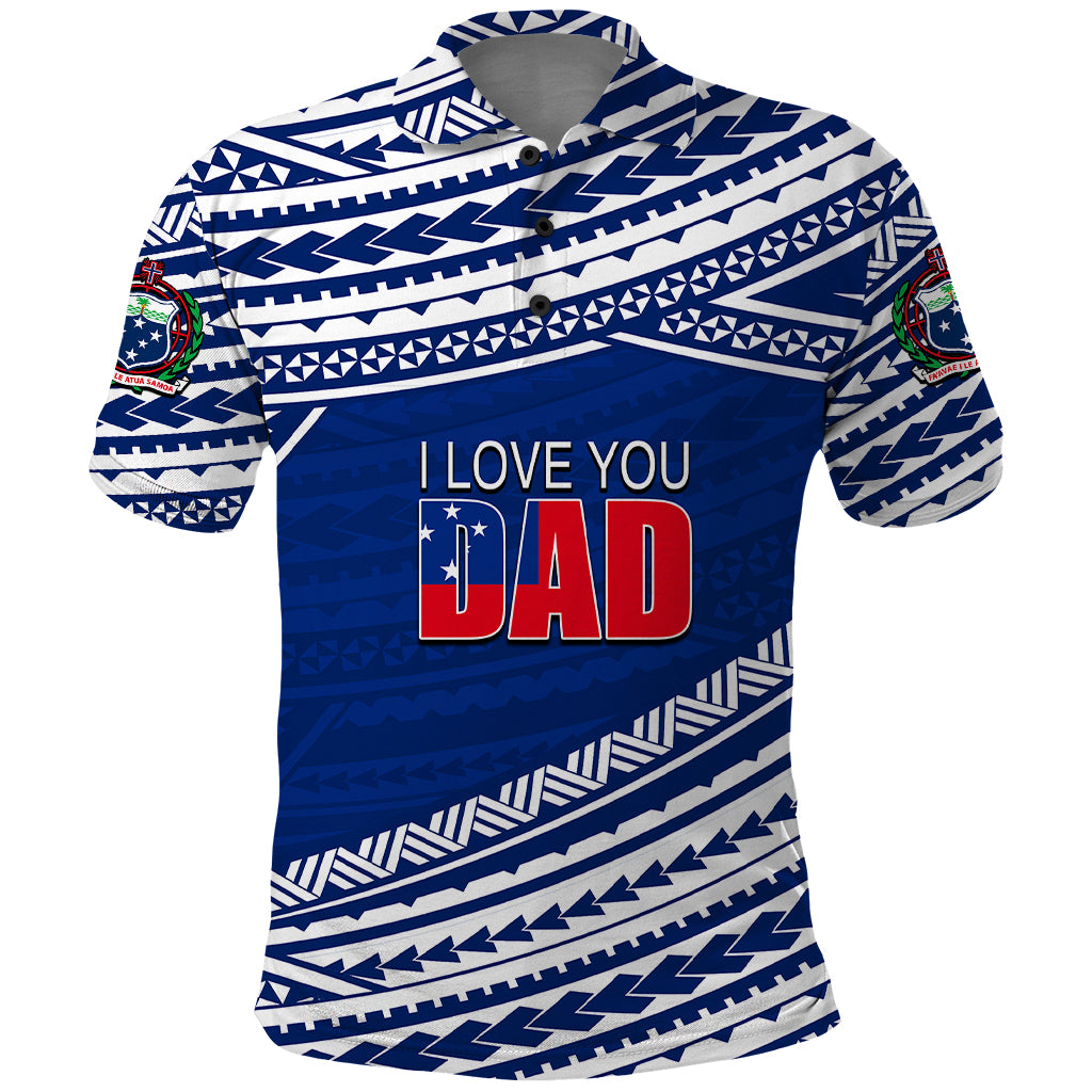Custom Happy Fathers Day Samoa Polo Shirt I Love You Dad Blue LT6 - Wonder Print Shop