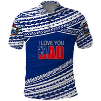 Custom Happy Fathers Day Samoa Polo Shirt I Love You Dad Blue LT6 - Wonder Print Shop