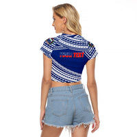 (Custom Personalised) Happy Fathers Day Samoa Raglan Cropped T Shirt I Love You Dad Blue LT6 - Wonder Print Shop