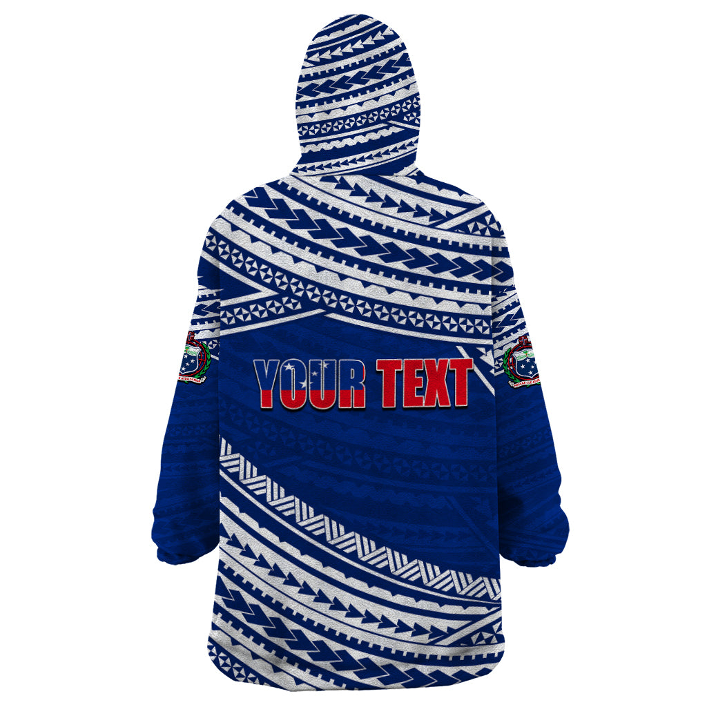 (Custom Personalised) Happy Fathers Day Samoa Wearable Blanket Hoodie I Love You Dad Blue LT6 - Wonder Print Shop