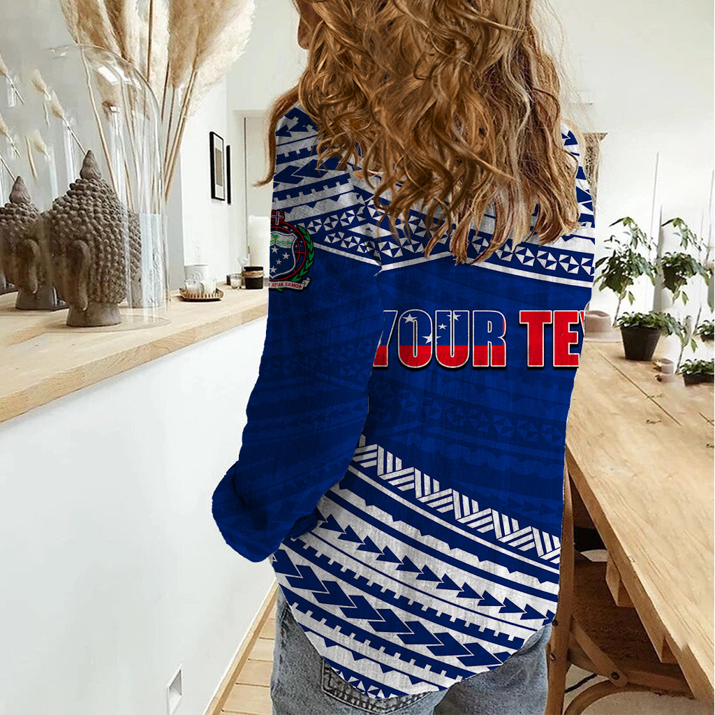 (Custom Personalised) Happy Fathers Day Samoa Women Casual Shirt I Love You Dad Blue LT6 - Wonder Print Shop