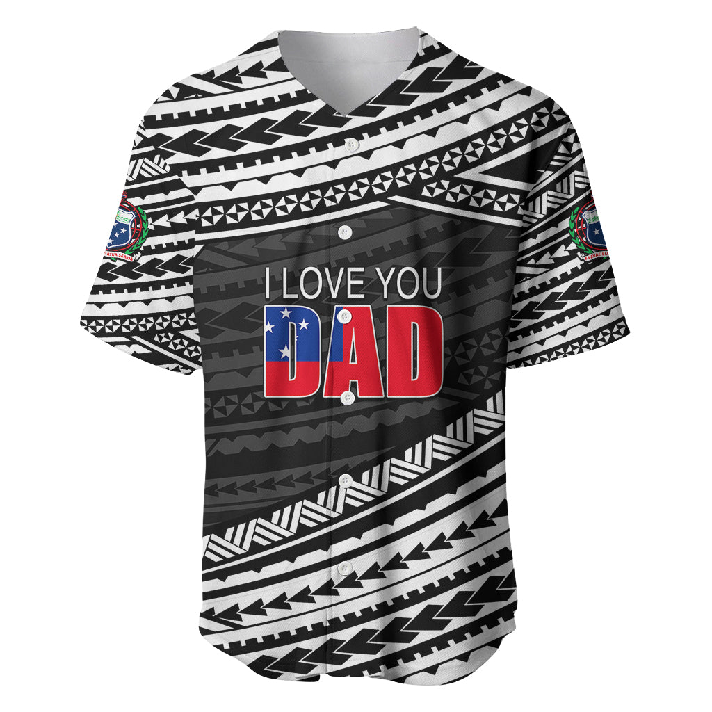(Custom Personalised) Happy Fathers Day Samoa Baseball Jersey I Love You Dad Black LT6 - Wonder Print Shop