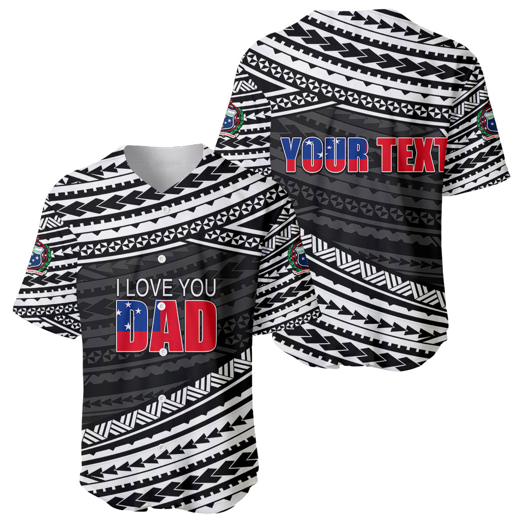 (Custom Personalised) Happy Fathers Day Samoa Baseball Jersey I Love You Dad Black LT6 - Wonder Print Shop