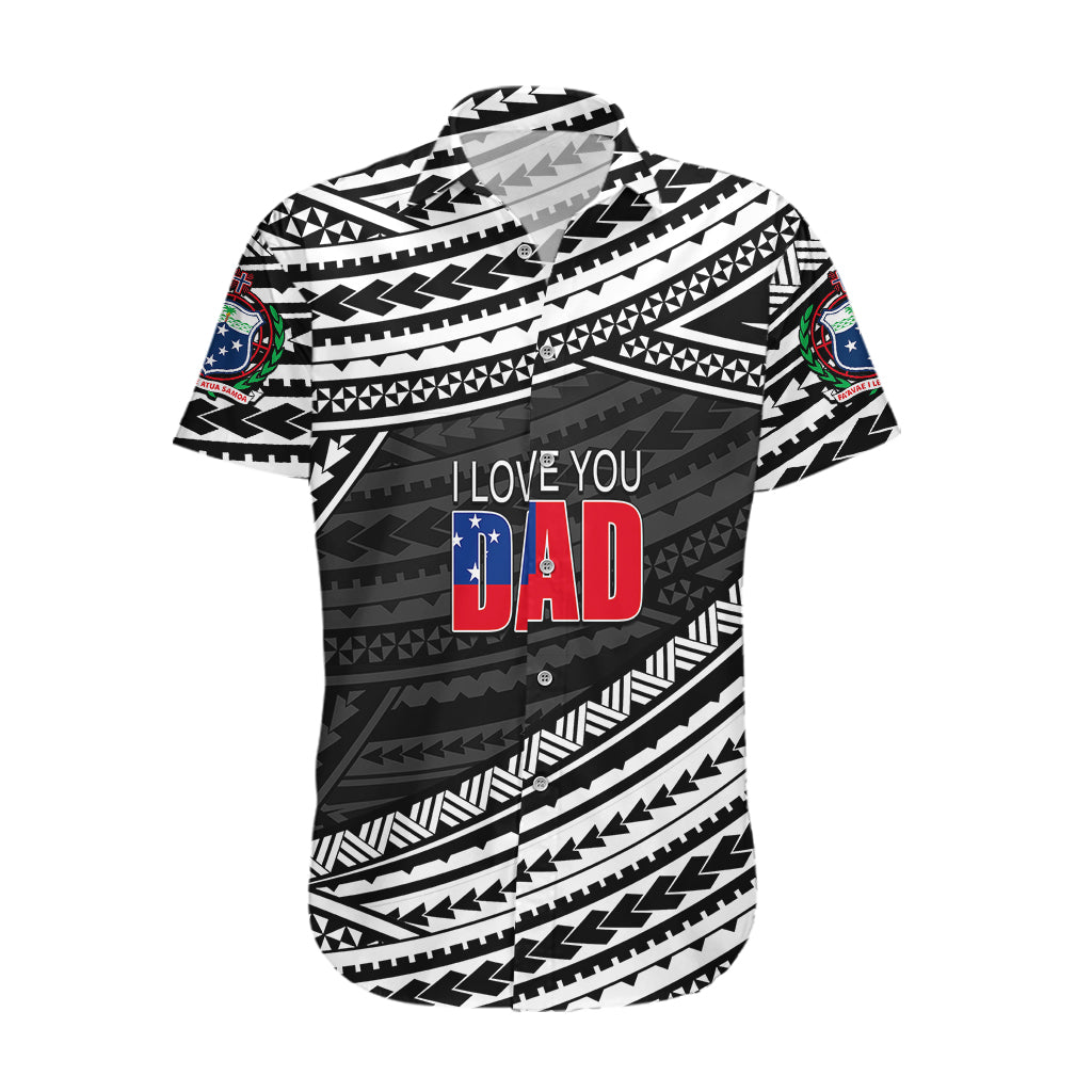 (Custom Personalised) Happy Fathers Day Samoa Hawaiian Shirt I Love You Dad Black LT6 - Wonder Print Shop