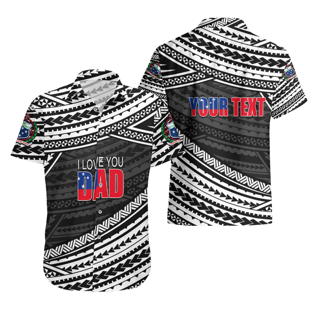 (Custom Personalised) Happy Fathers Day Samoa Hawaiian Shirt I Love You Dad Black LT6 - Wonder Print Shop