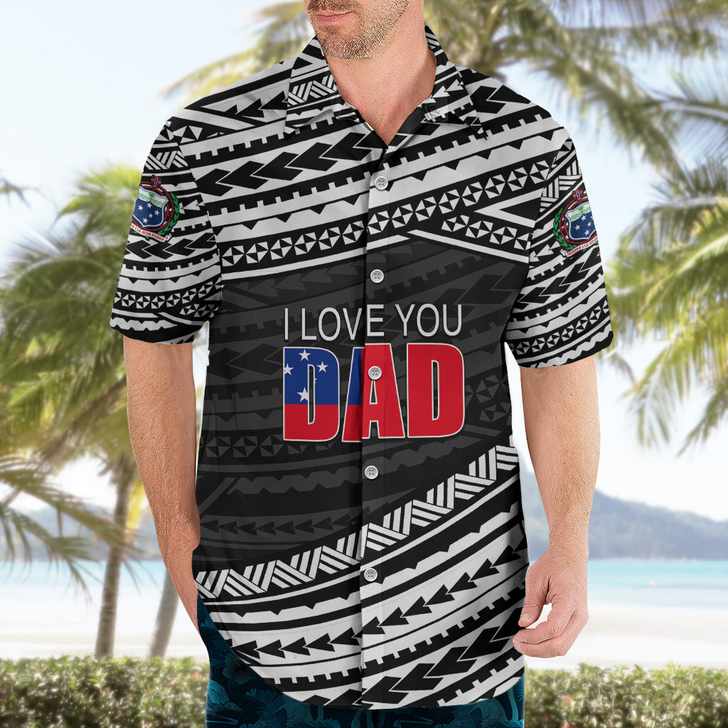 (Custom Personalised) Happy Fathers Day Samoa Hawaiian Shirt I Love You Dad Black LT6 - Wonder Print Shop