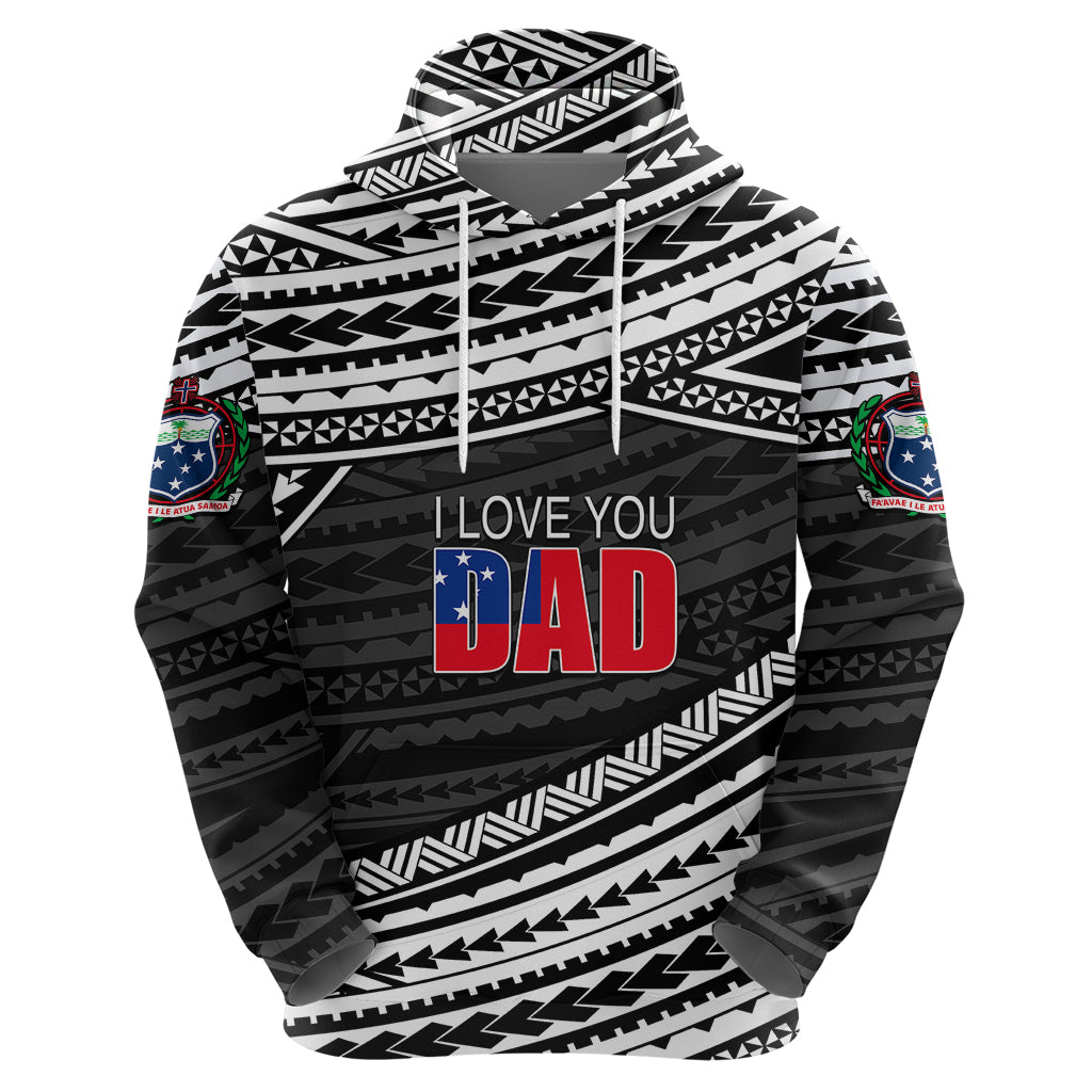 Personalized Happy Fathers Day Samoa Hoodie I Love You Dad Black LT6 - Wonder Print Shop