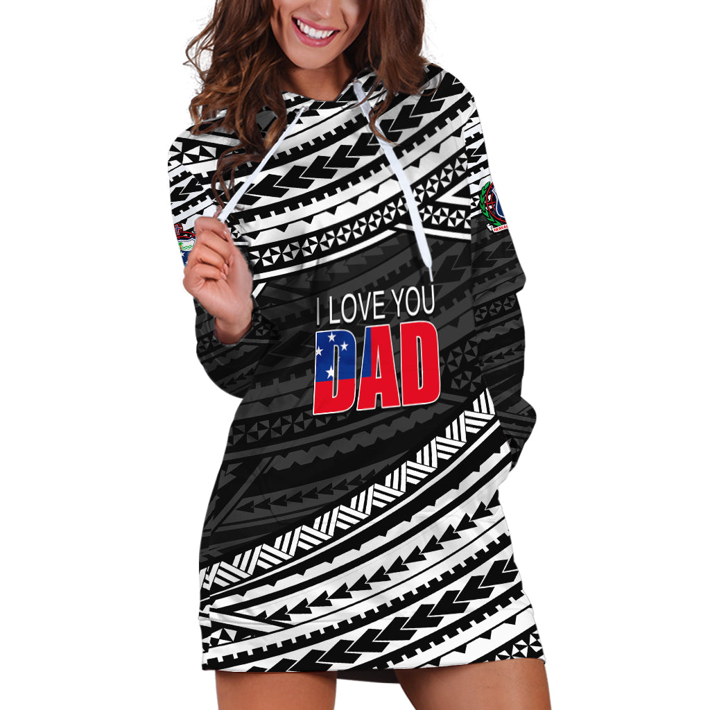 (Custom Personalised) Happy Fathers Day Samoa Hoodie Dress I Love You Dad Black LT6 - Wonder Print Shop