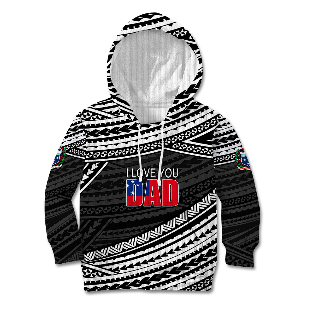 (Custom Personalised) Happy Fathers Day Samoa Kid Hoodie I Love You Dad Black LT6 - Wonder Print Shop