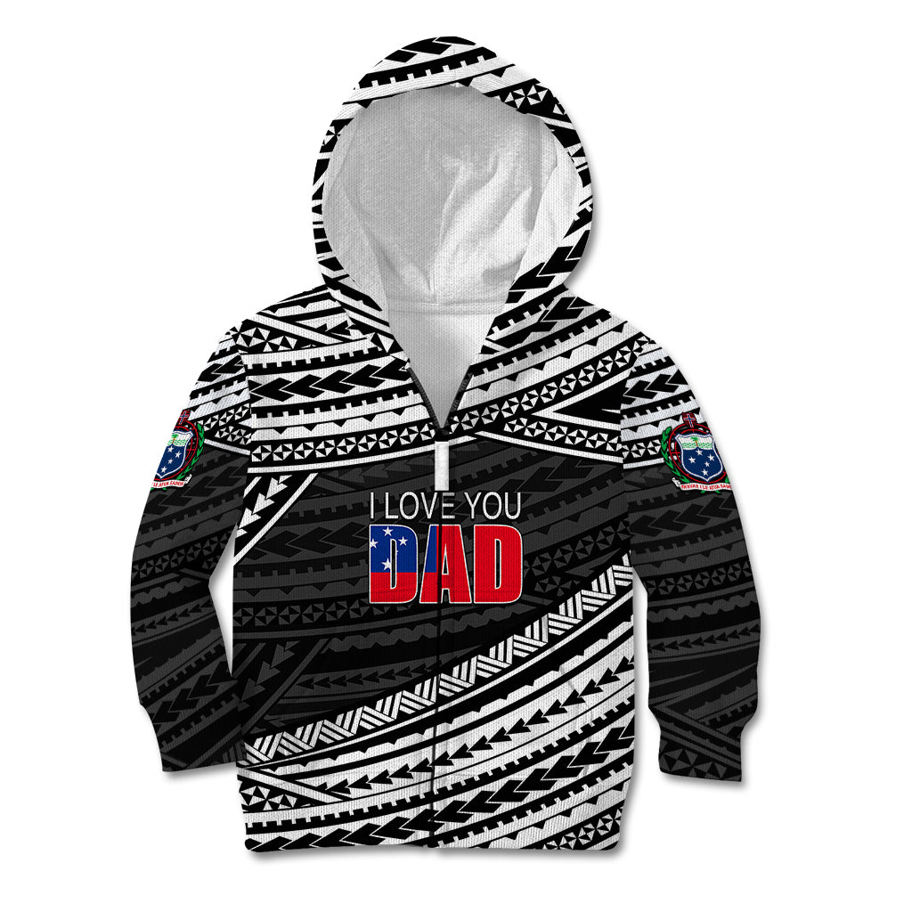 (Custom Personalised) Happy Fathers Day Samoa Kid Hoodie I Love You Dad Black LT6 - Wonder Print Shop