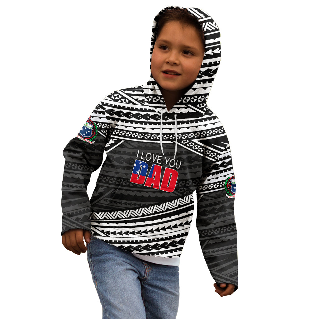 (Custom Personalised) Happy Fathers Day Samoa Kid Hoodie I Love You Dad Black LT6 - Wonder Print Shop