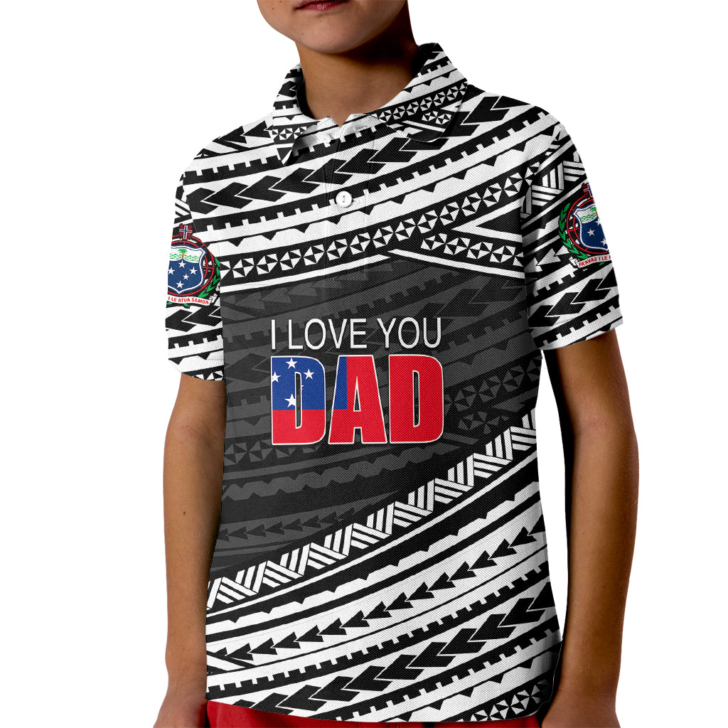 Custom Happy Fathers Day Samoa Polo Shirt for Kid I Love You Dad Black LT6 - Wonder Print Shop