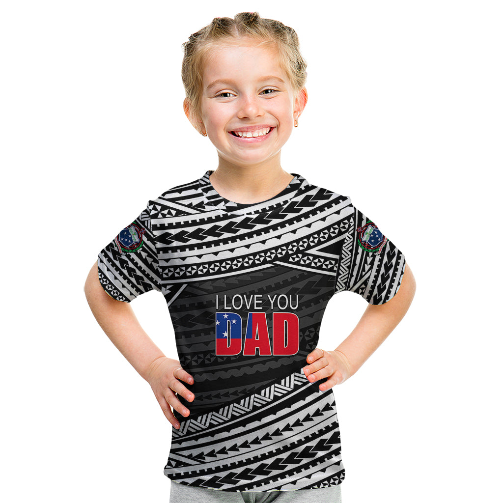 (Custom Personalised) Happy Fathers Day Samoa Kid T Shirt I Love You Dad Black LT6 - Wonder Print Shop