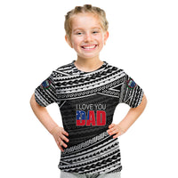 (Custom Personalised) Happy Fathers Day Samoa Kid T Shirt I Love You Dad Black LT6 - Wonder Print Shop