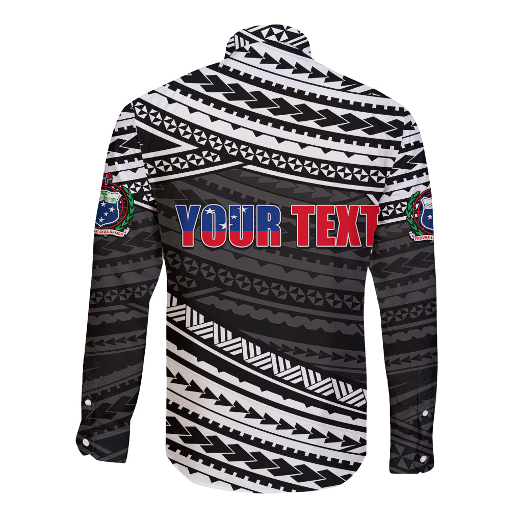 (Custom Personalised) Happy Fathers Day Samoa Long Sleeve Button Shirt I Love You Dad Black LT6 - Wonder Print Shop