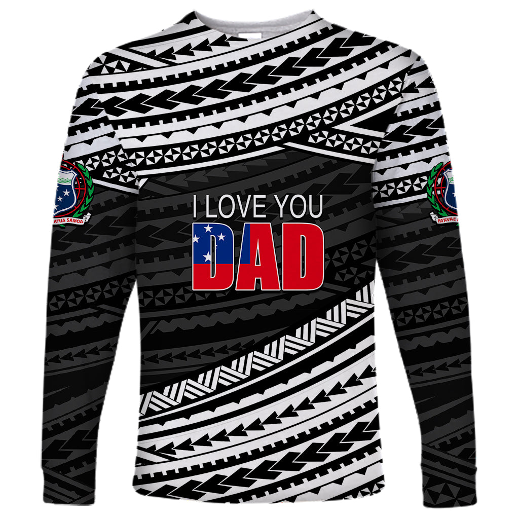 (Custom Personalised) Happy Fathers Day Samoa Long Sleeve Shirt I Love You Dad Black LT6 - Wonder Print Shop