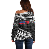 (Custom Personalised) Happy Fathers Day Samoa Off Shoulder Sweater I Love You Dad Black LT6 - Wonder Print Shop