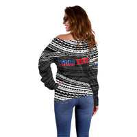 (Custom Personalised) Happy Fathers Day Samoa Off Shoulder Sweater I Love You Dad Black LT6 - Wonder Print Shop