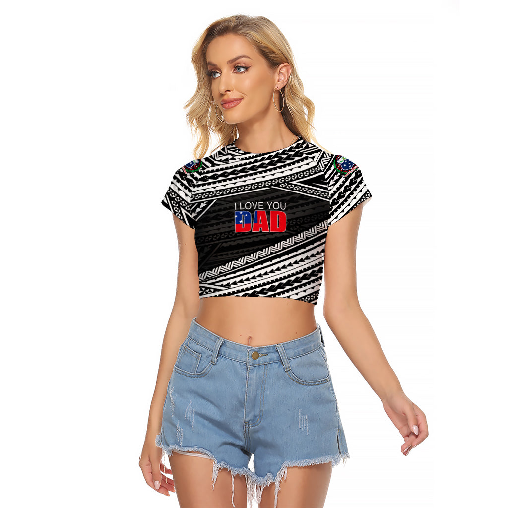(Custom Personalised) Happy Fathers Day Samoa Raglan Cropped T Shirt I Love You Dad Black LT6 - Wonder Print Shop