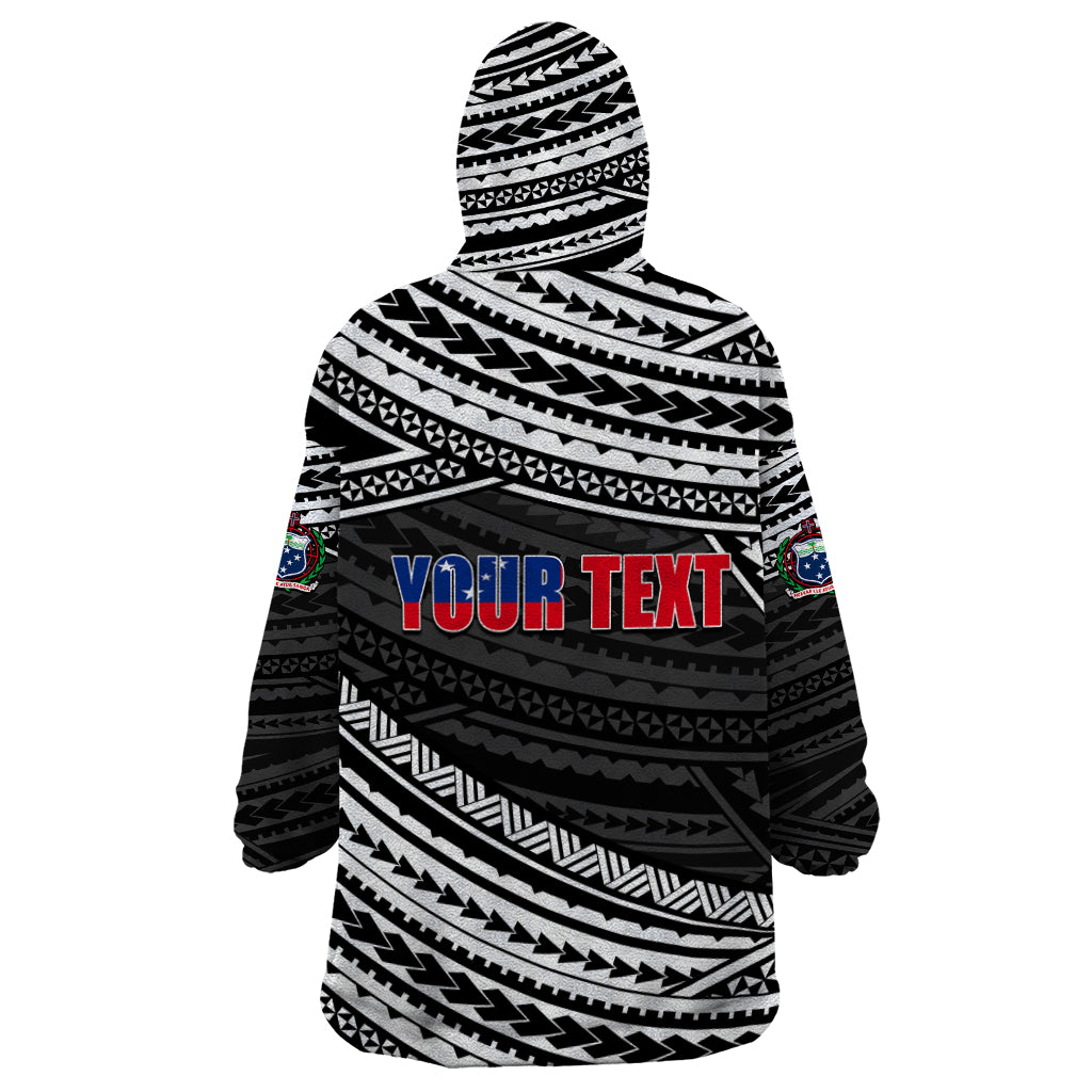 (Custom Personalised) Happy Fathers Day Samoa Wearable Blanket Hoodie I Love You Dad Black LT6 - Wonder Print Shop