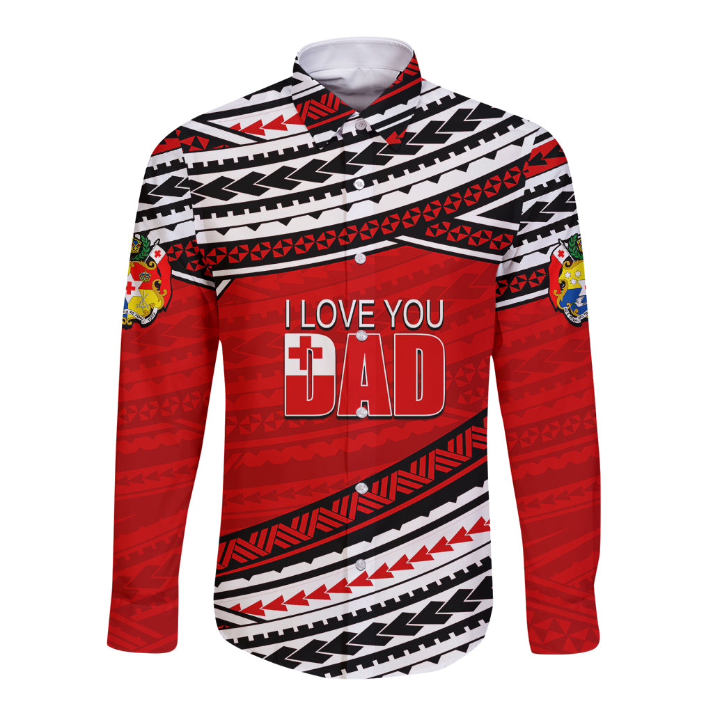 (Custom Personalised) Happy Fathers Day Tonga Long Sleeve Button Shirt I Love You Dad LT6 - Wonder Print Shop