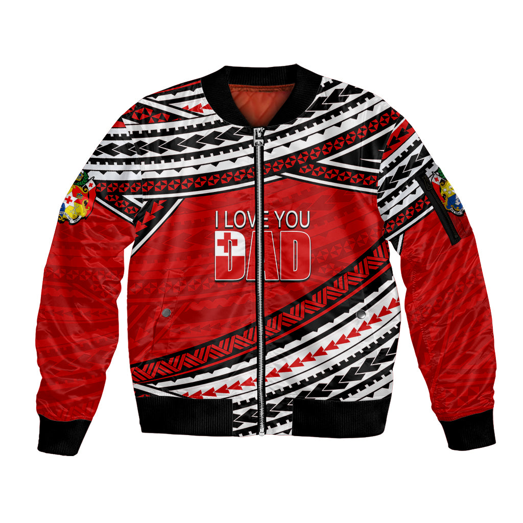 (Custom Personalised) Happy Fathers Day Tonga Sleeve Zip Bomber Jacket I Love You Dad LT6 - Wonder Print Shop