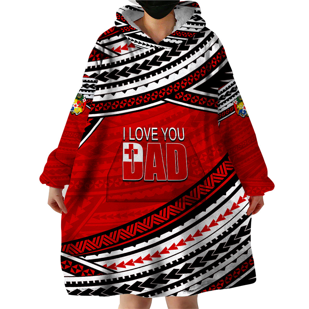(Custom Personalised) Happy Fathers Day Tonga Wearable Blanket Hoodie I Love You Dad LT6 - Wonder Print Shop