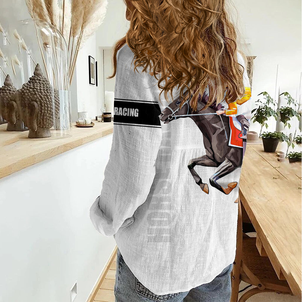 Kentucky Horse Racing Women Casual Shirt Sporty Style White LT6 - Wonder Print Shop