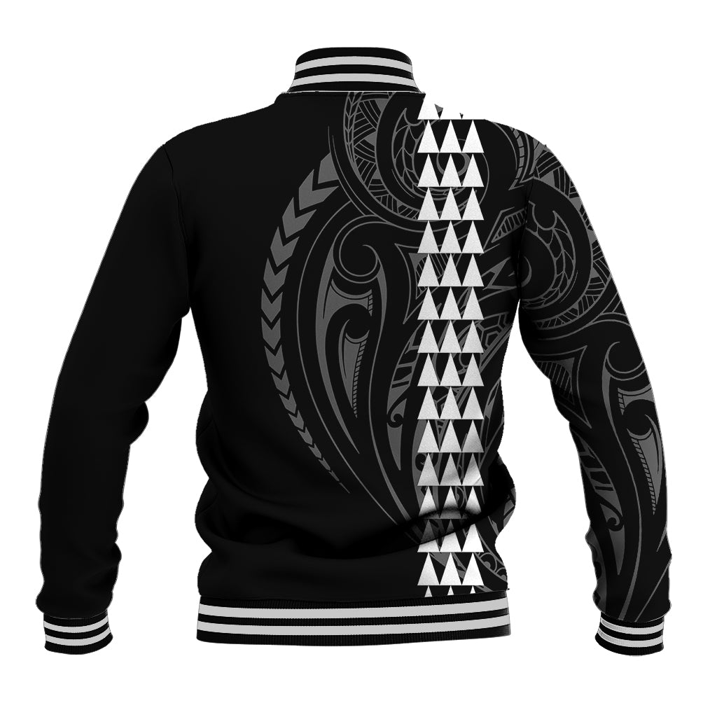 Polynesian Baseball Jacket Hawaiian Warrior and Aloha Girl With Hammerhead Shark Tattoos White LT6 - Wonder Print Shop